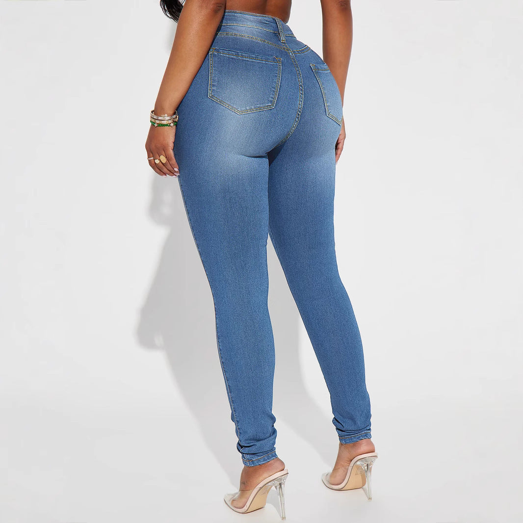 Women's High Waist Slim-fit Pure Elastic Slimming Jeans - Leggings Co