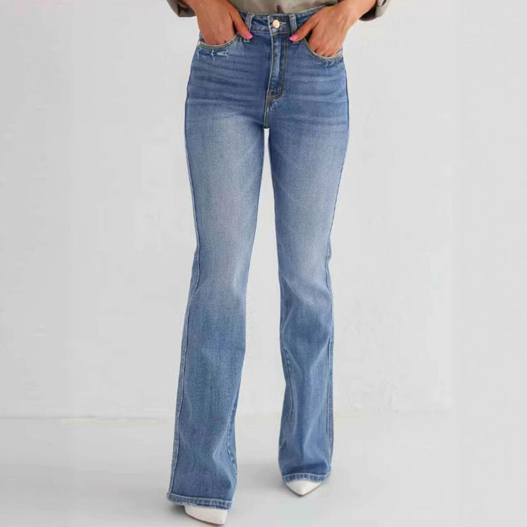 Fashion Slim Stretch High-waisted Boot-cut Pants Jeans - Leggings Co