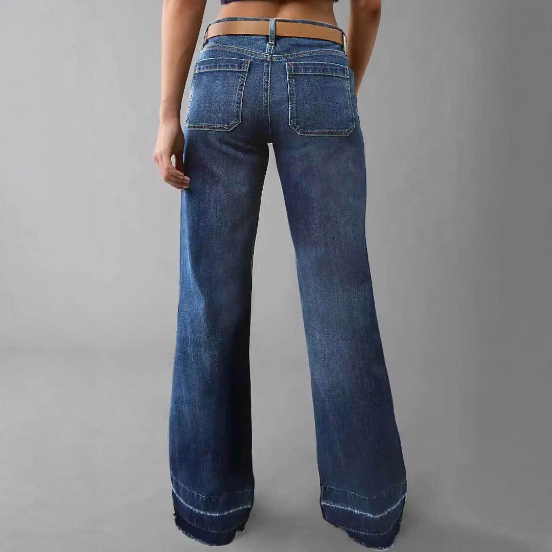 Retro High Waist Straight Loose Slimming And All-matching Jeans - Leggings Co