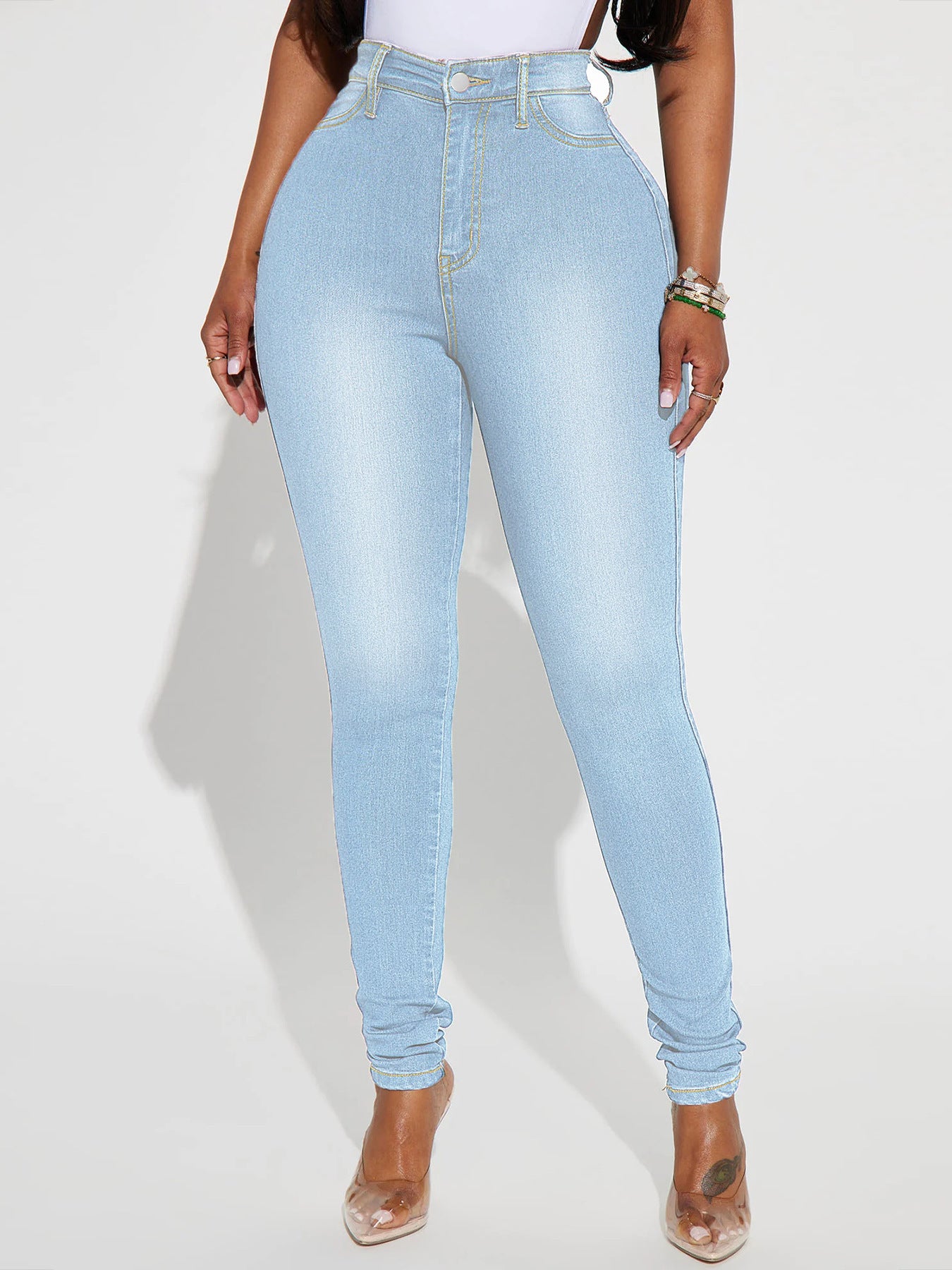 Women's High Waist Slim-fit Pure Elastic Slimming Jeans - Leggings Co