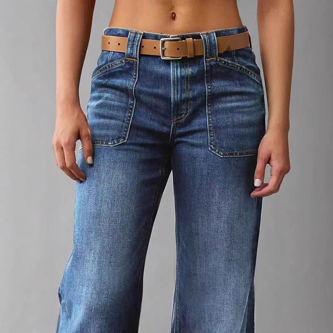 Retro High Waist Straight Loose Slimming And All-matching Jeans - Leggings Co