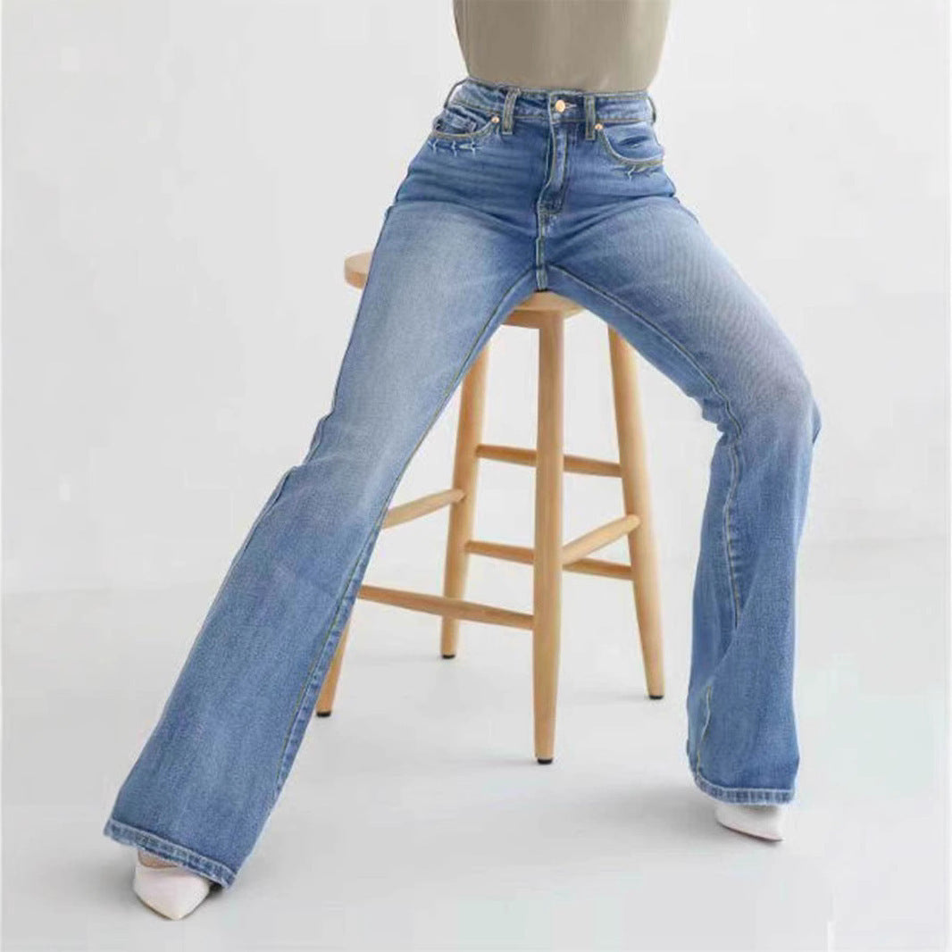 Fashion Slim Stretch High-waisted Boot-cut Pants Jeans - Leggings Co