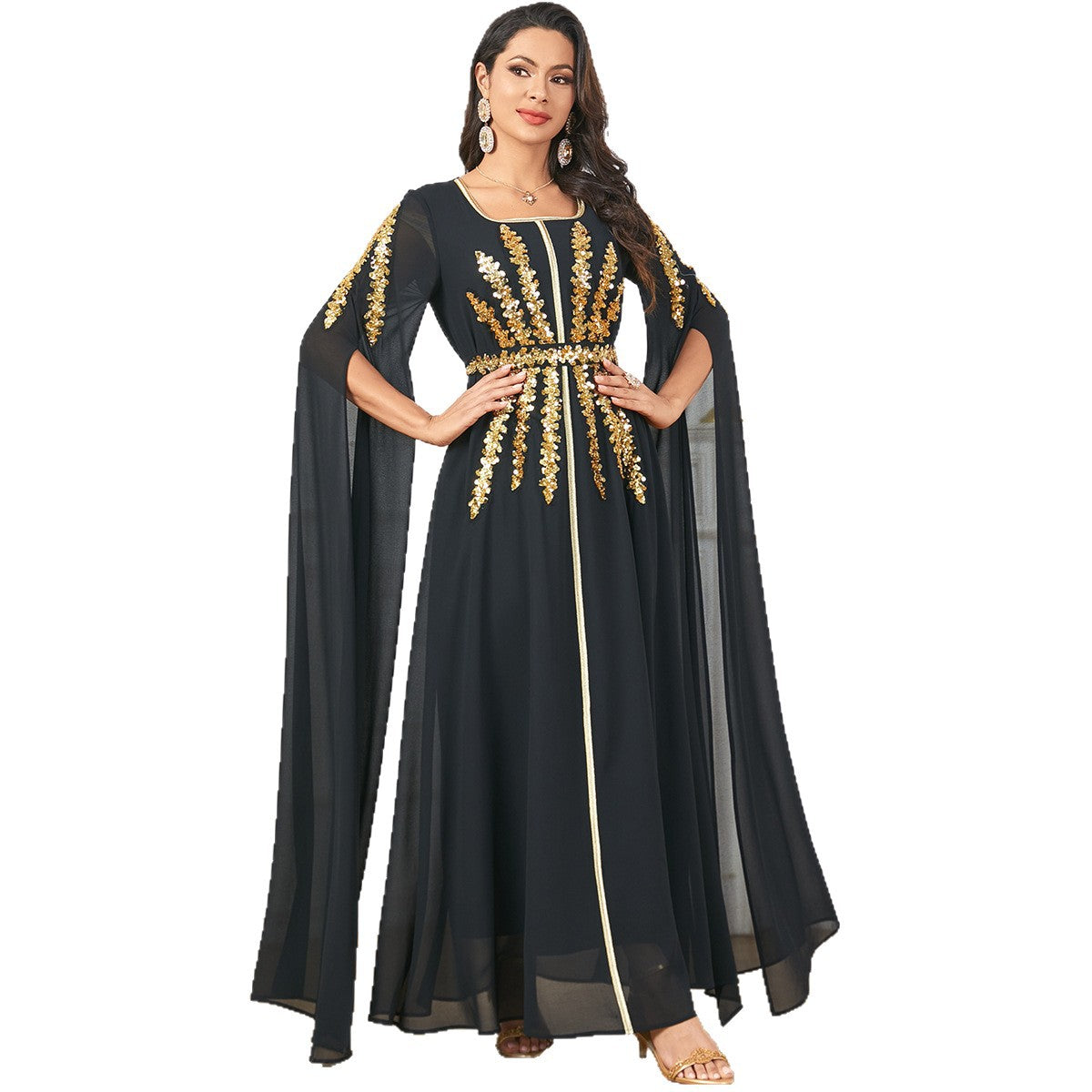 Arab Women's Robe Super Long Sleeve Muslim Dress - Leggings Co