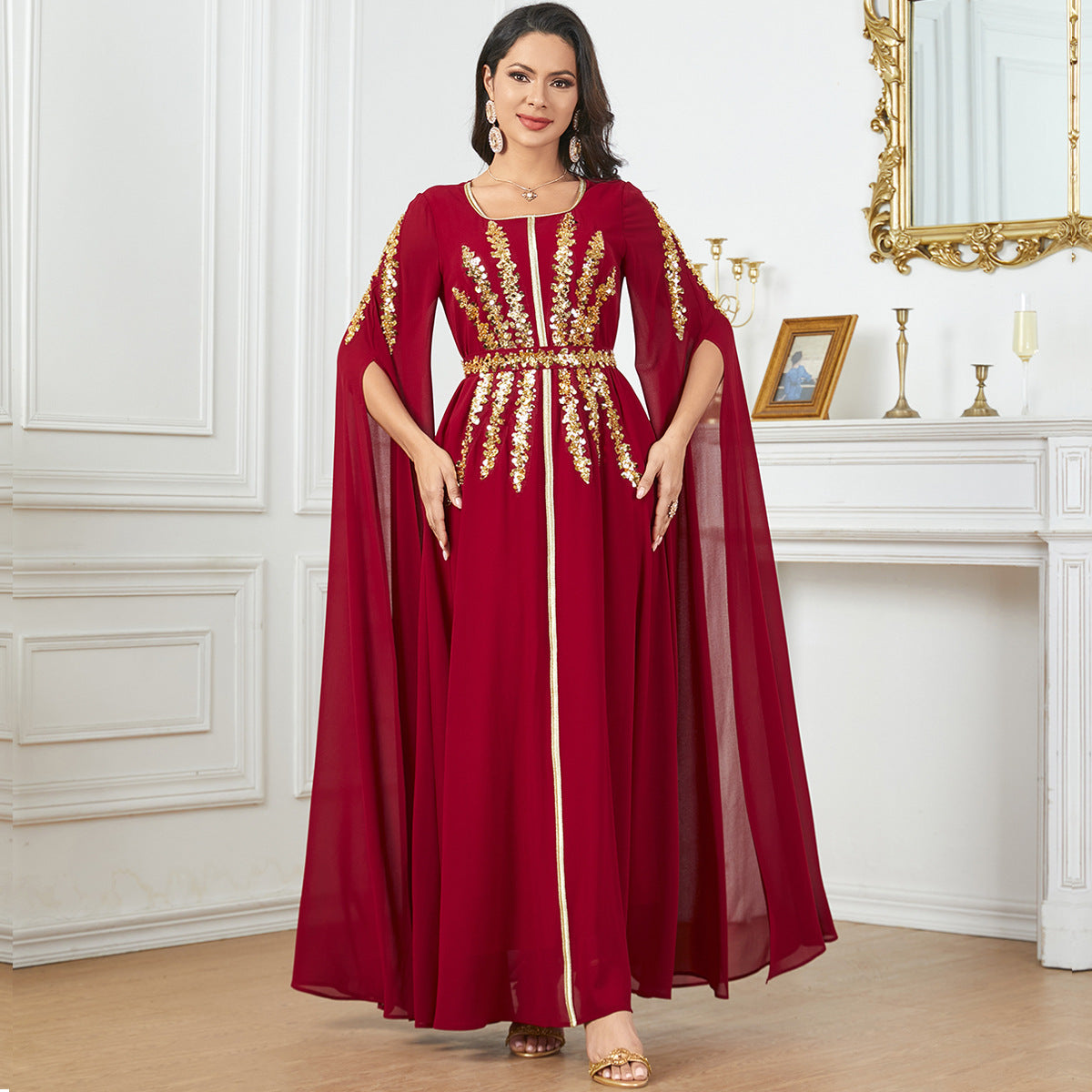 Arab Women's Robe Super Long Sleeve Muslim Dress - Leggings Co