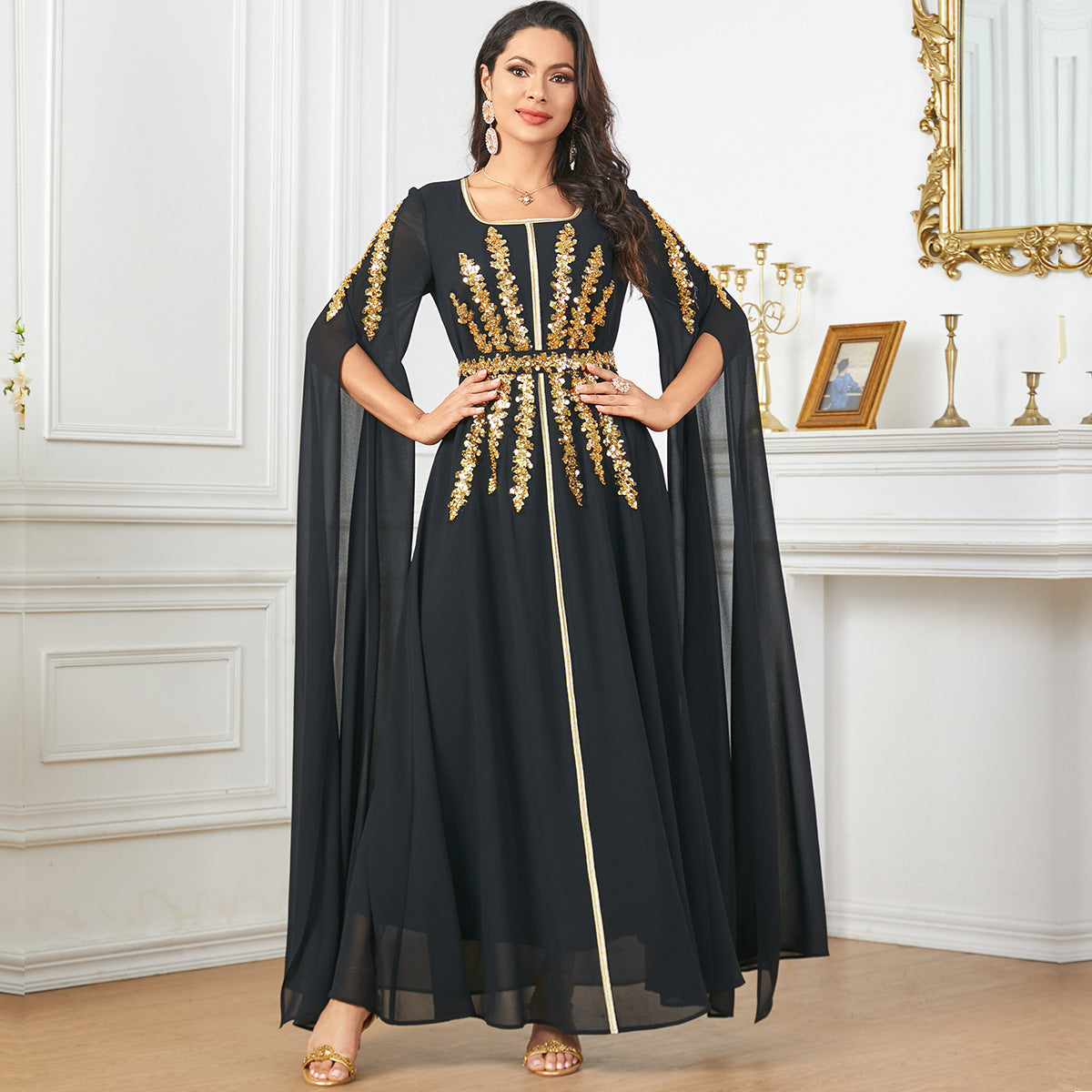 Arab Women's Robe Super Long Sleeve Muslim Dress - Leggings Co
