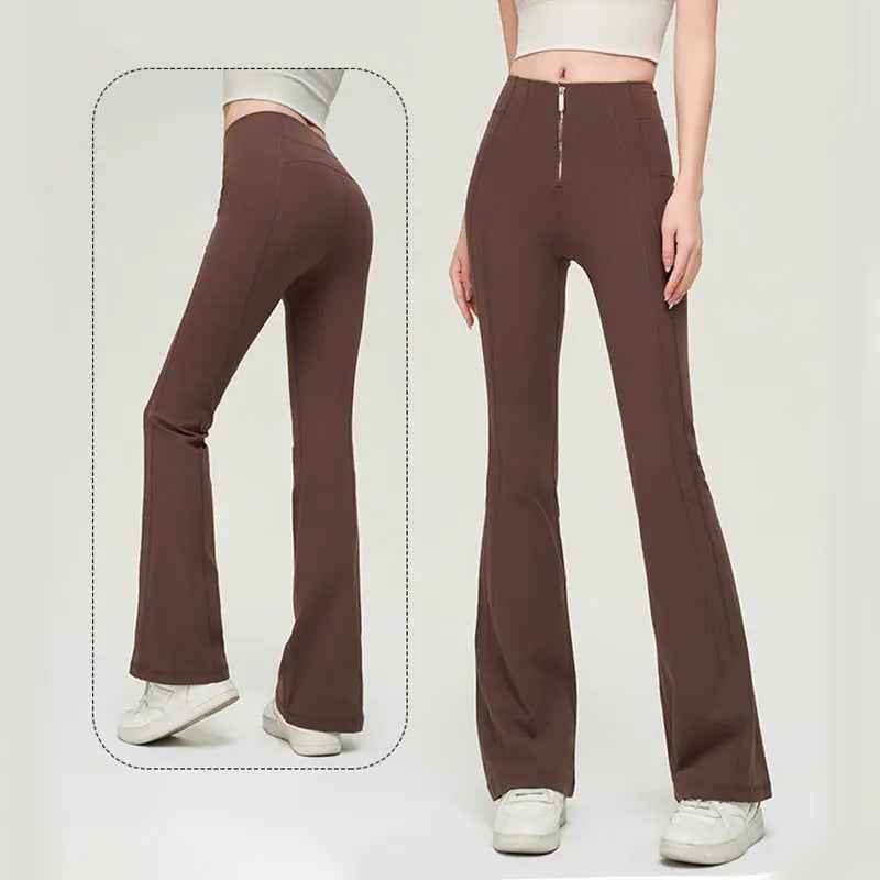 High-Waisted Yoga Leggings – Sculpting Slim Fit Flared Workout Pants - Leggings Co