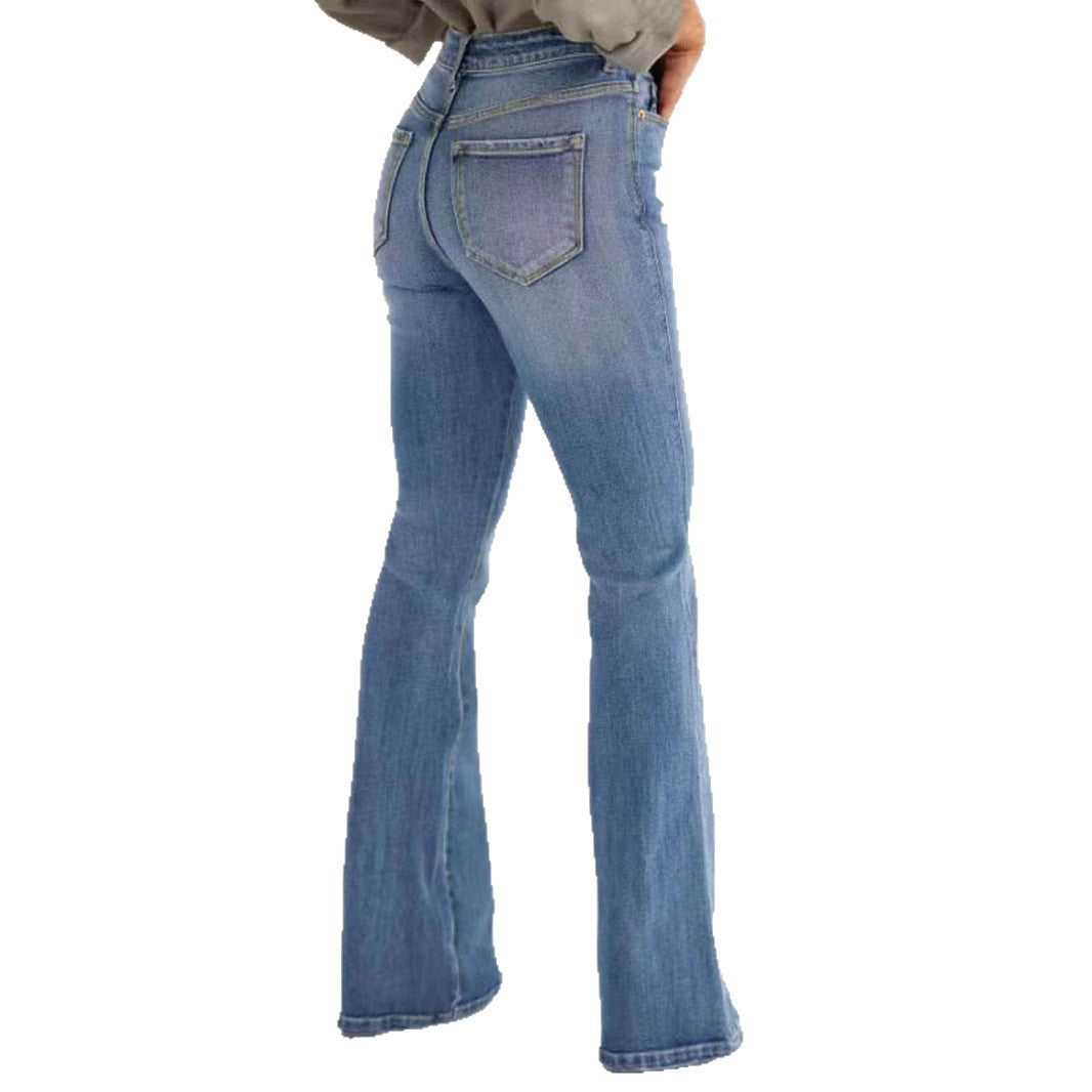 Fashion Slim Stretch High-waisted Boot-cut Pants Jeans - Leggings Co