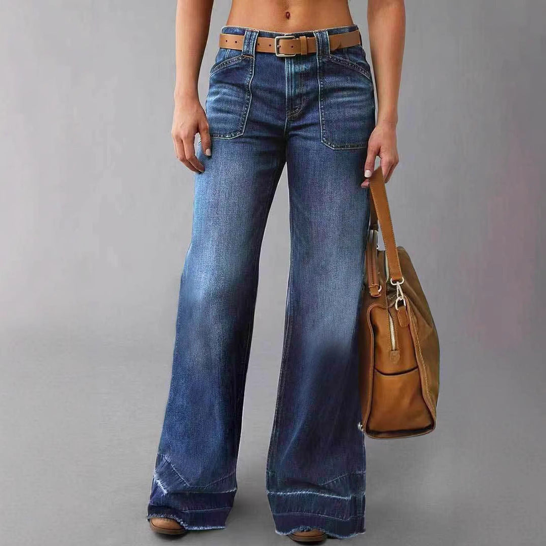Retro High Waist Straight Loose Slimming And All-matching Jeans - Leggings Co