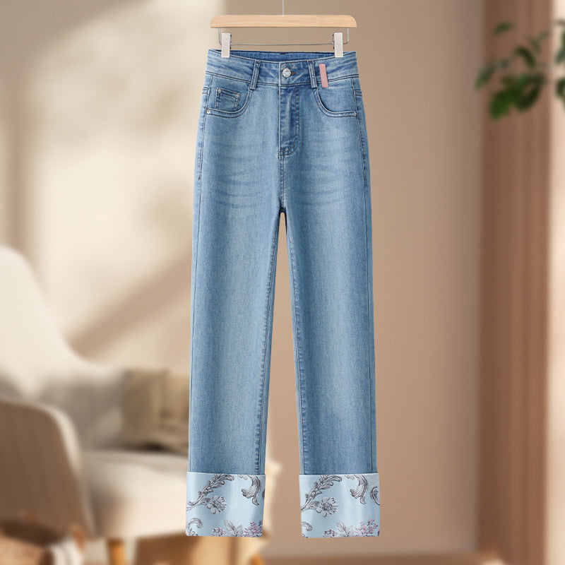 New Chinese Style Straight Jeans - Leggings Co