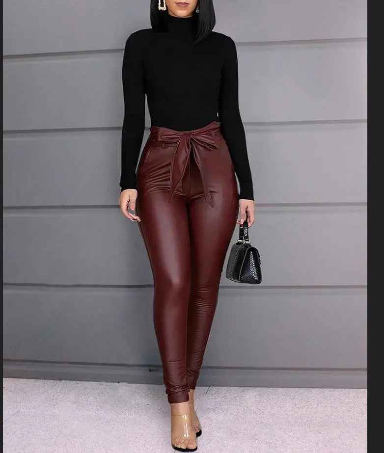 High Waist Faux Leather Leggings for Women - Slim Fit PU Pants for a Chic Look - Leggings Co