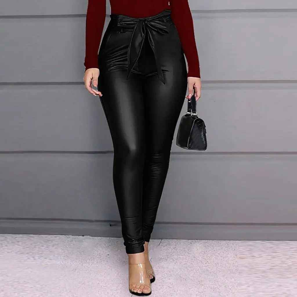 High Waist Faux Leather Leggings for Women - Slim Fit PU Pants for a Chic Look - Leggings Co