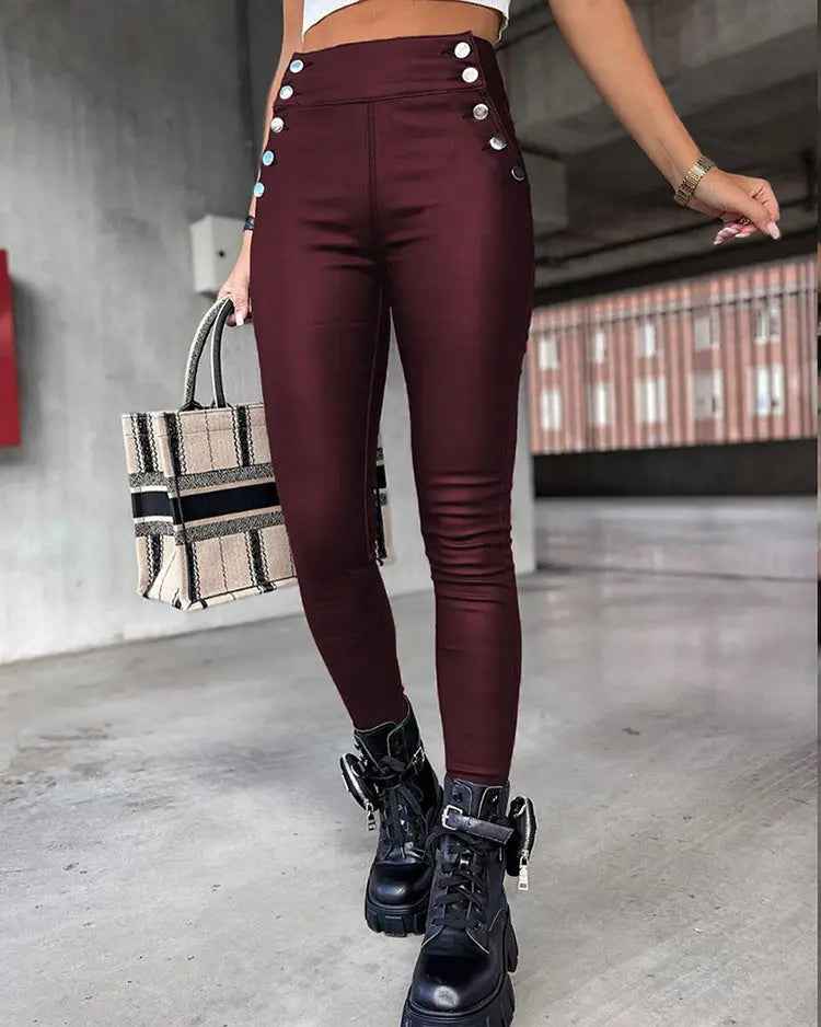 High Waist Pu Leather Pants - Leggings Co