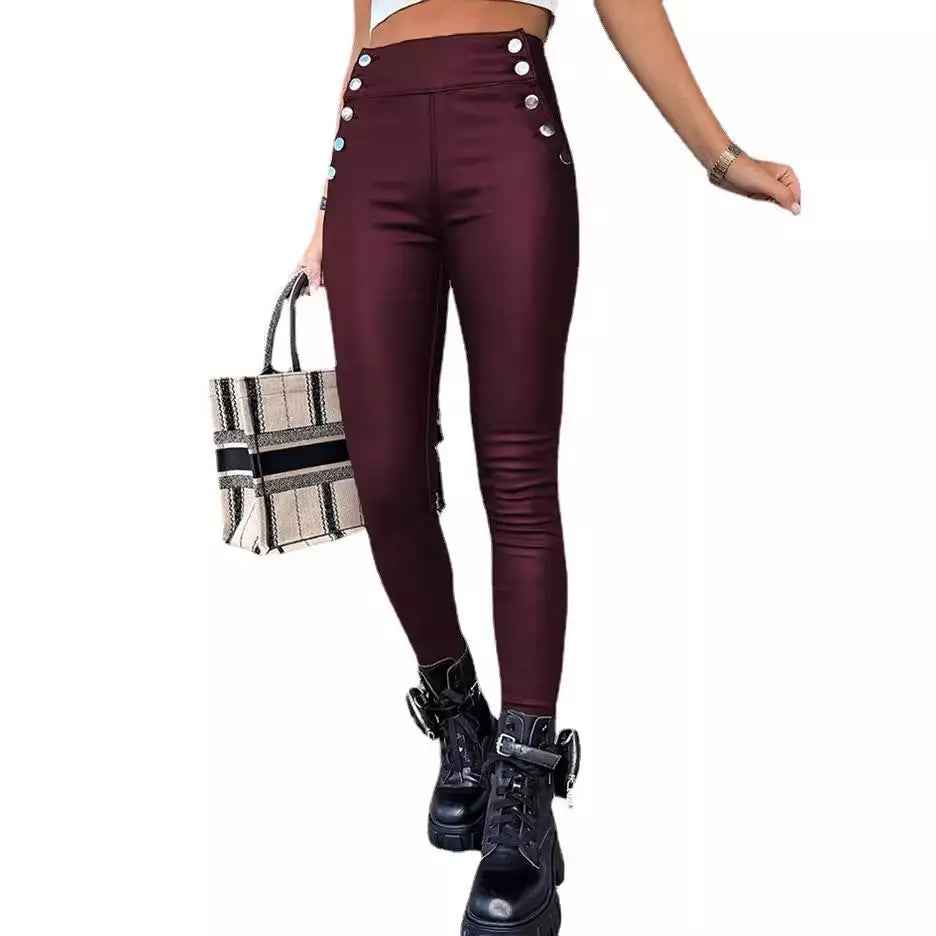 High Waist Pu Leather Pants - Leggings Co