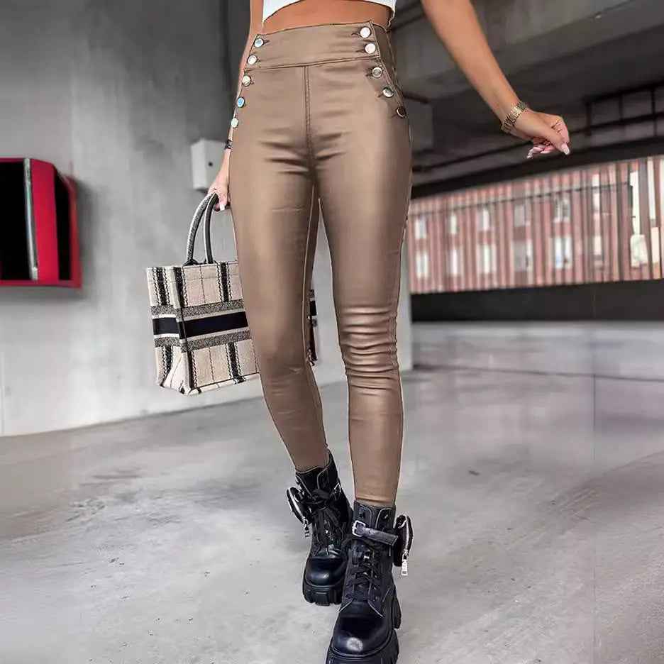 High Waist Pu Leather Pants - Leggings Co