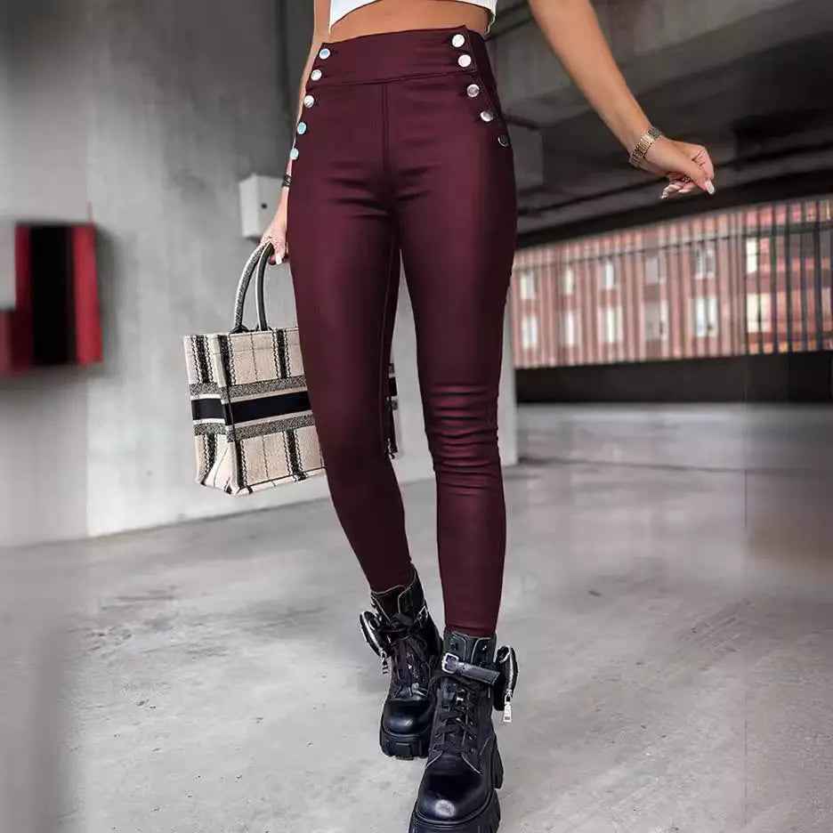 High Waist Pu Leather Pants - Leggings Co