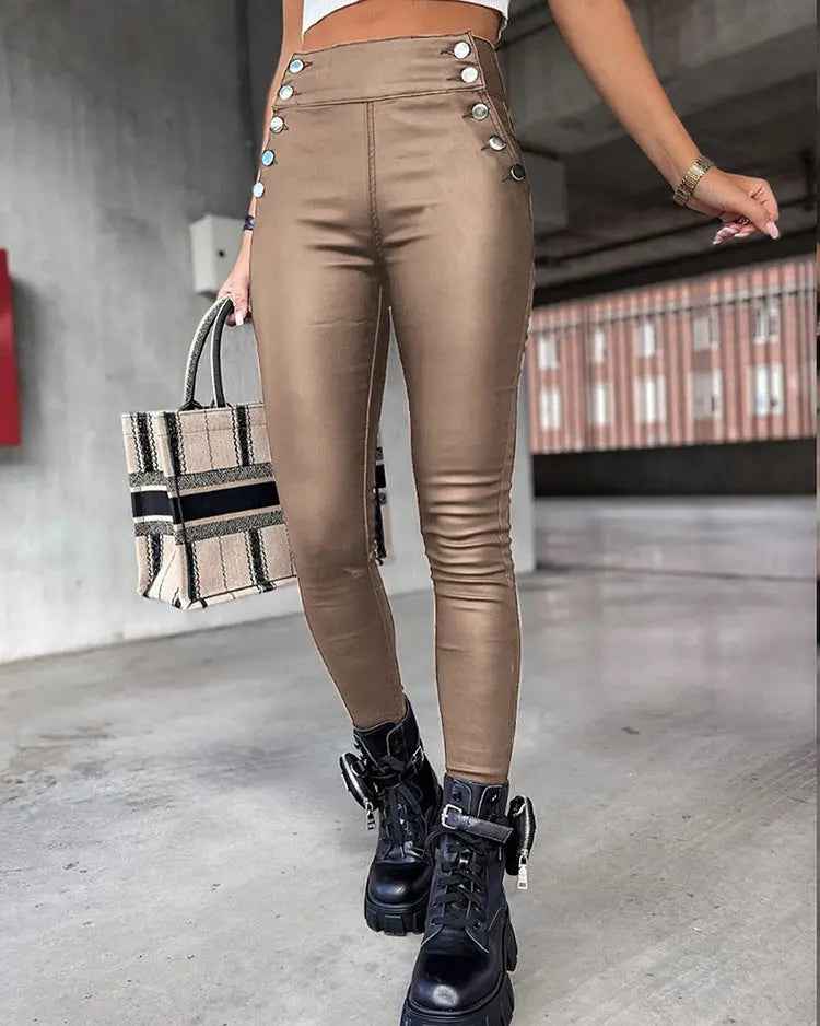 High Waist Pu Leather Pants - Leggings Co
