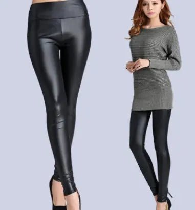 High - Waisted Faux Leather Leggings – Women's Slim Fit Stretch Pants - Leggings Co