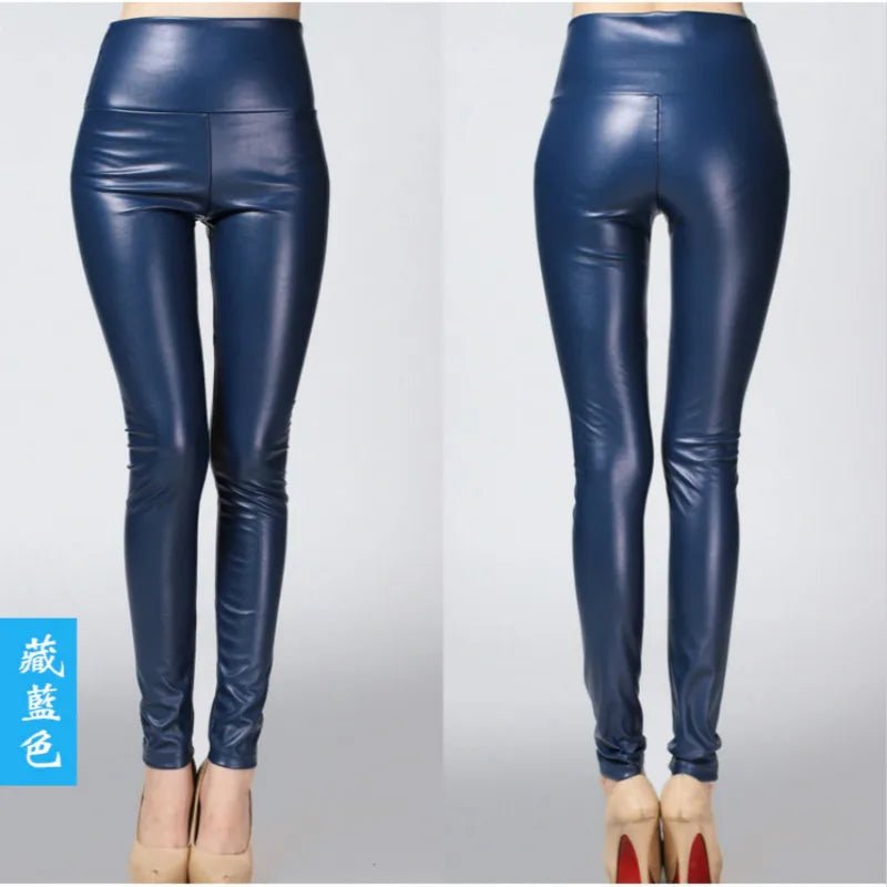 Plus Size Faux Leather Leggings For Women - High Waist Shiny - Leggings Co