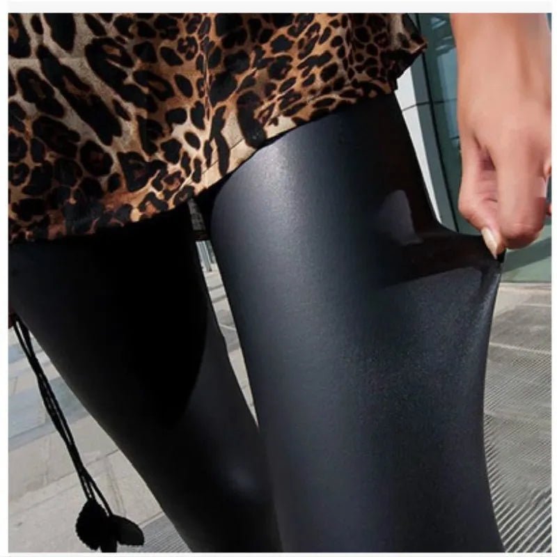 Plus Size Faux Leather Leggings For Women - High Waist Shiny - Leggings Co
