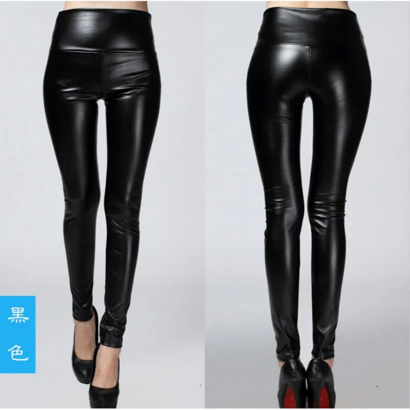 Plus Size Faux Leather Leggings For Women - High Waist Shiny - Leggings Co