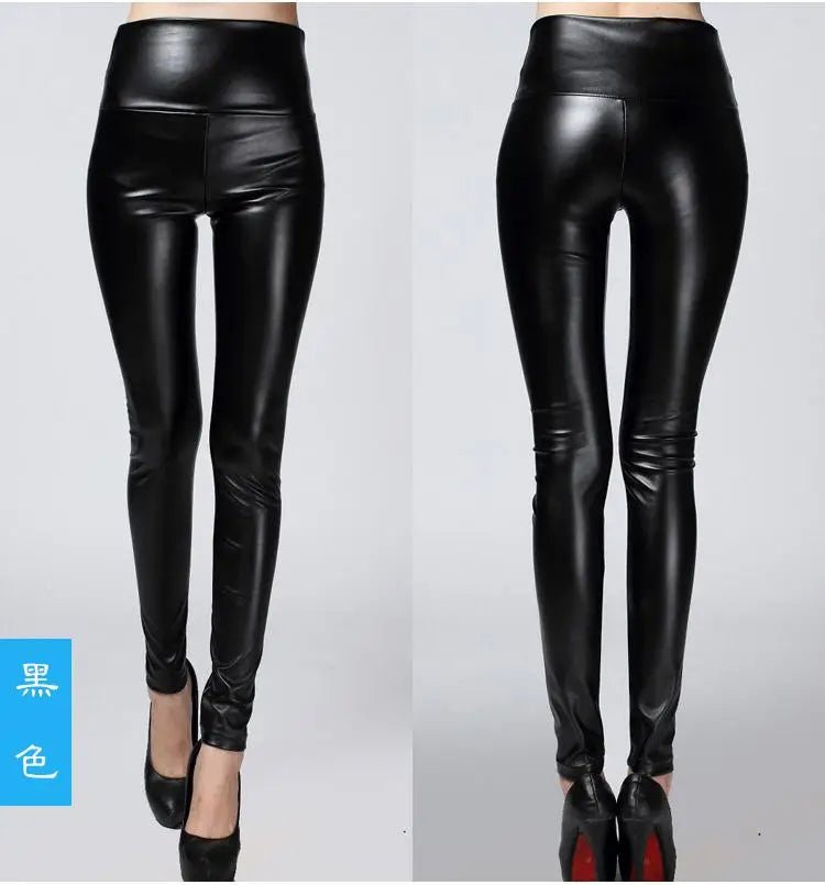 Plus Size Faux Leather Leggings For Women - High Waist Shiny - Leggings Co