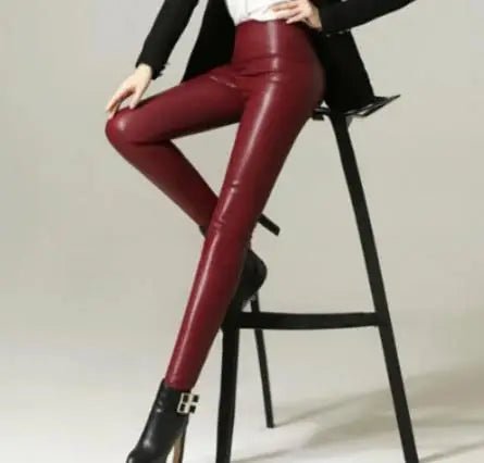 Plus Size Faux Leather Leggings For Women - High Waist Shiny - Leggings Co