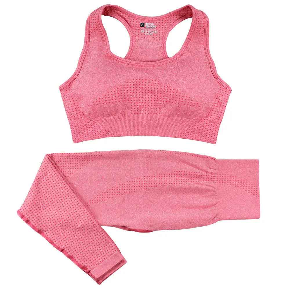 2 - Piece Seamless Yoga Set for Women - High Waist Leggings & Crop Top Gym Outfit - Leggings Co