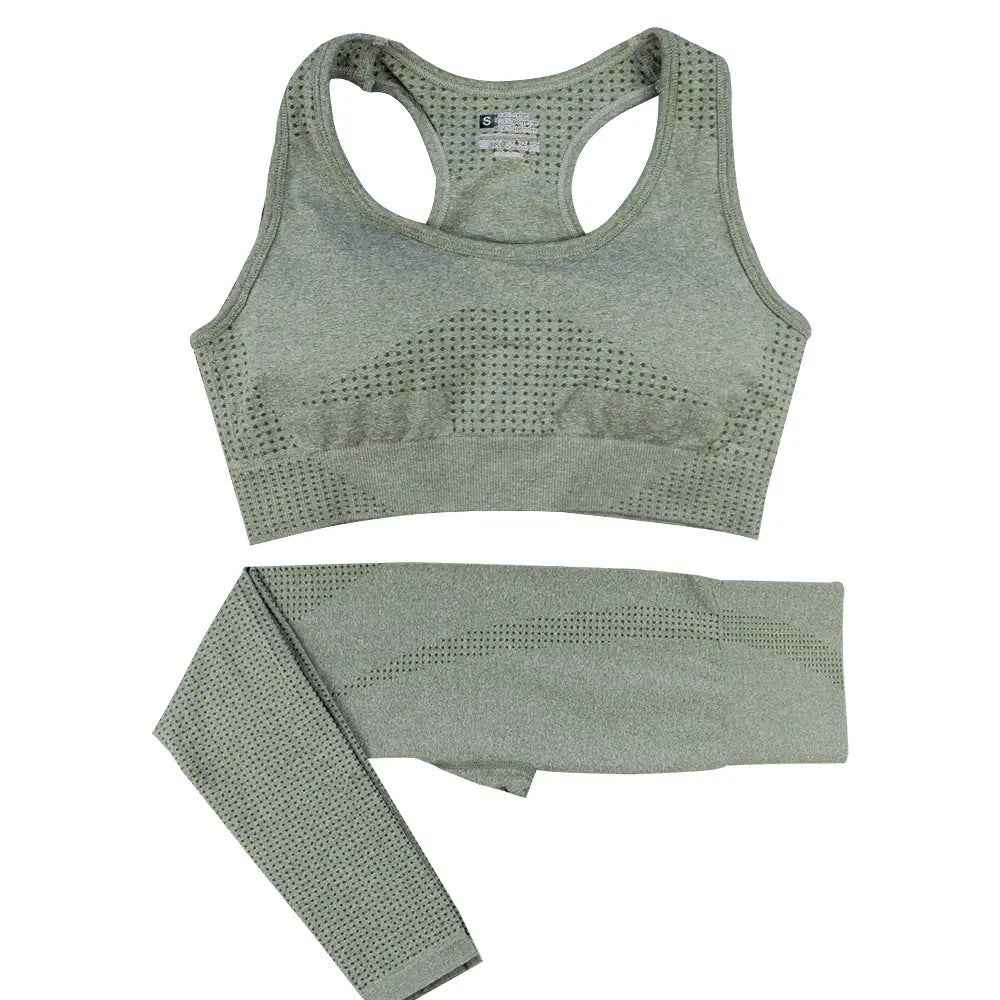 2 - Piece Seamless Yoga Set for Women - High Waist Leggings & Crop Top Gym Outfit - Leggings Co