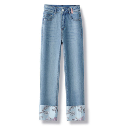 New Chinese Style Straight Jeans - Leggings Co