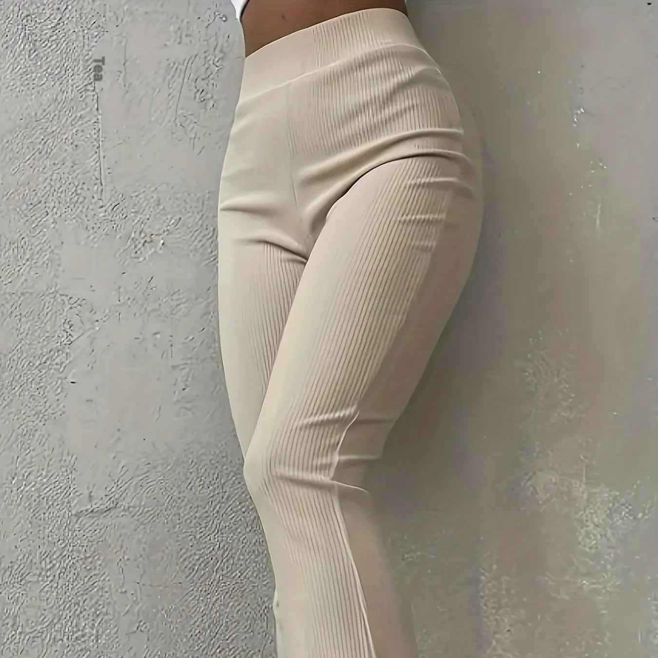 High-Waist Ribbed Slim Fit Casual Bootcut Leggings for Women