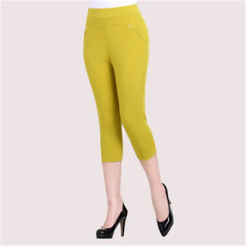 Women's Solid Color High-waist Casual Pants Leggings Co