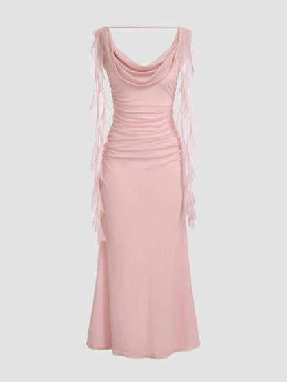 Elegant Solid-Colored Ribbon Wedding & Party Dress - Leggings Co