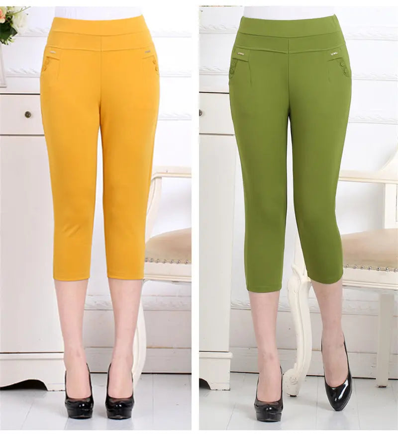 Women's Solid Color High-waist Casual Pants Leggings Co