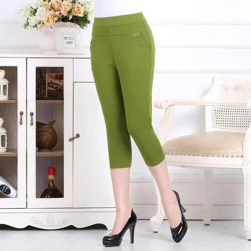 Women's Solid Color High-waist Casual Pants Leggings Co