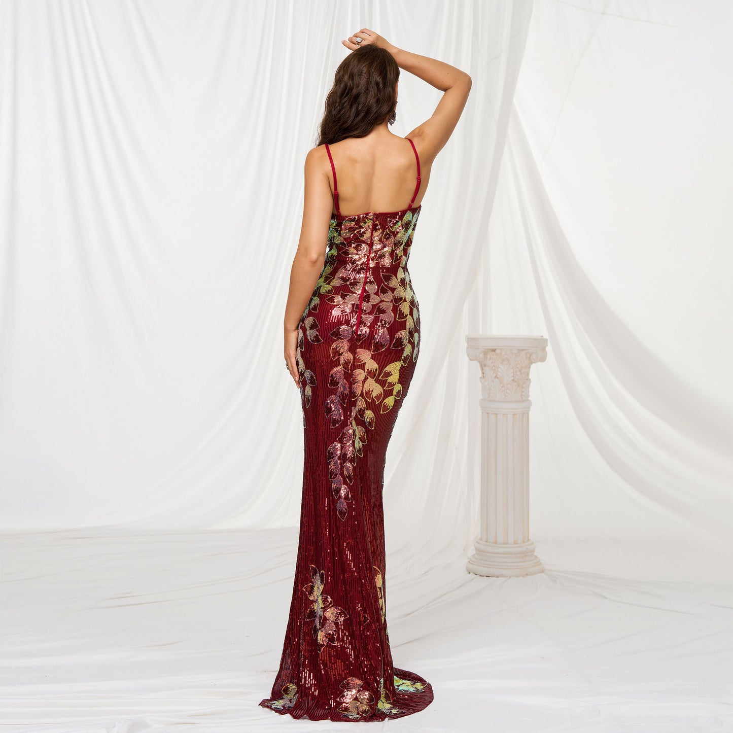 Sling Off-neck Sheath Sequined Banquet Fishtail Evening Dress - Leggings Co
