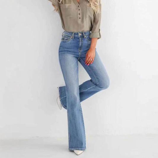 Fashion Slim Stretch High-waisted Boot-cut Pants Jeans - Leggings Co