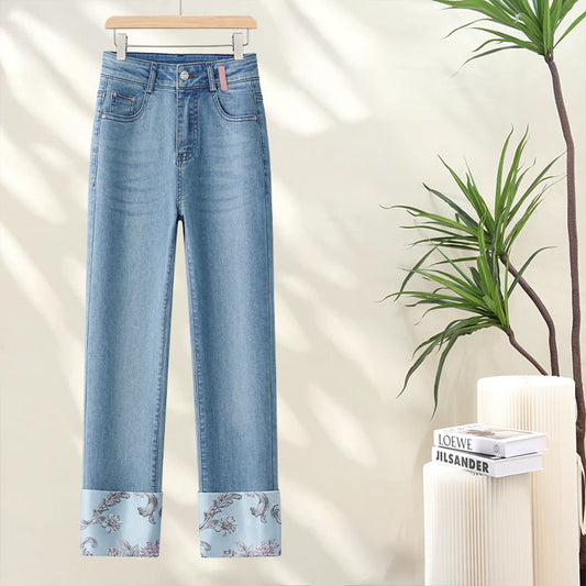 New Chinese Style Straight Jeans - Leggings Co