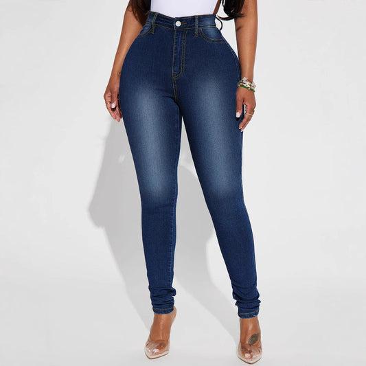 Women's High Waist Slim-fit Pure Elastic Slimming Jeans - Leggings Co