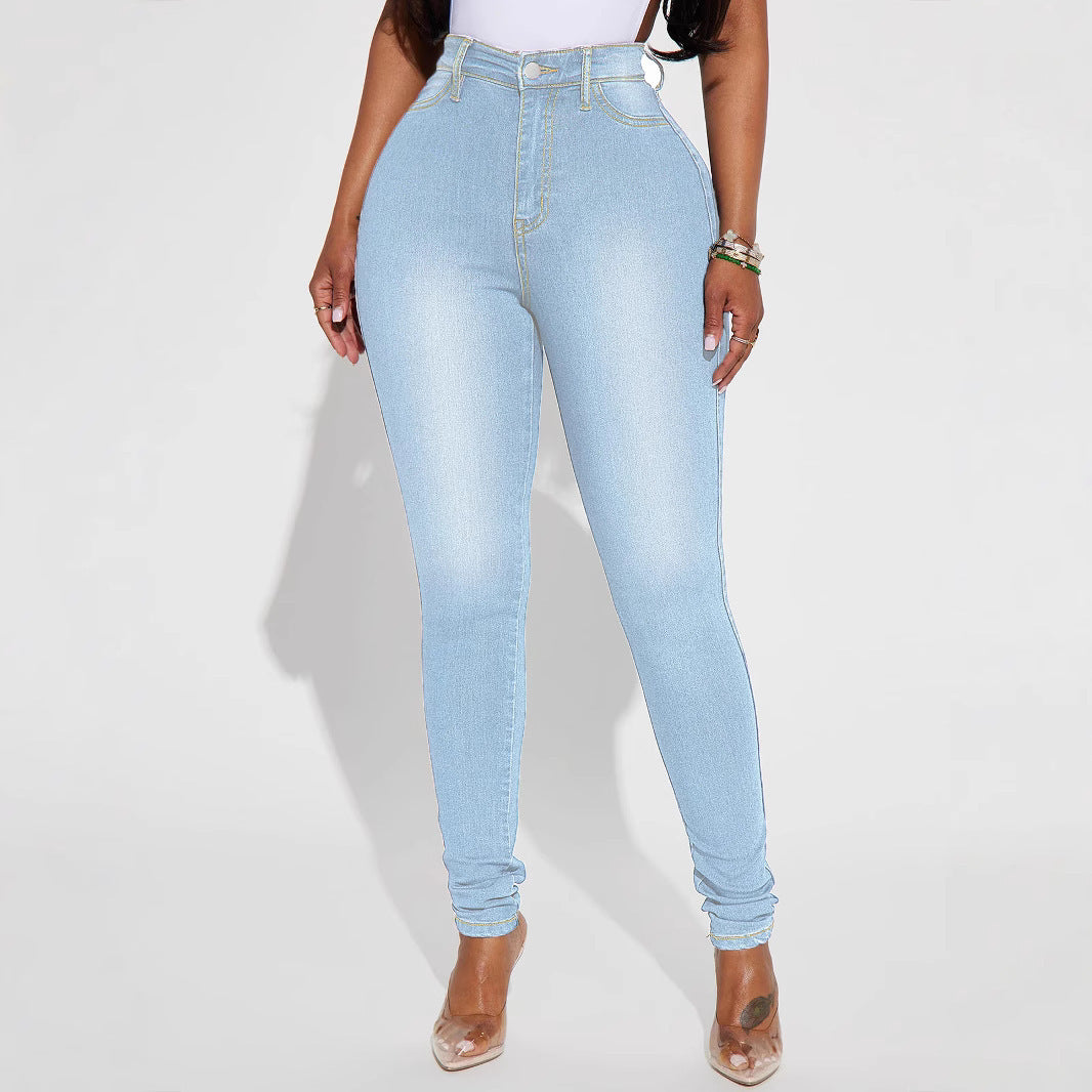 Women's High Waist Slim-fit Pure Elastic Slimming Jeans - Leggings Co