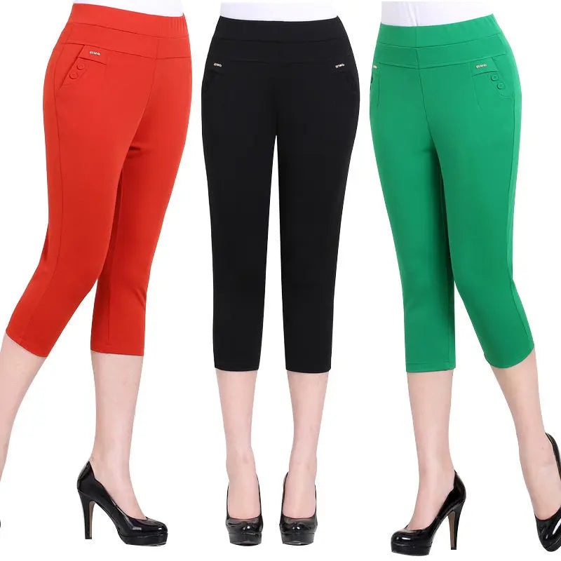 Women's Solid Color High-waist Casual Pants Leggings Co