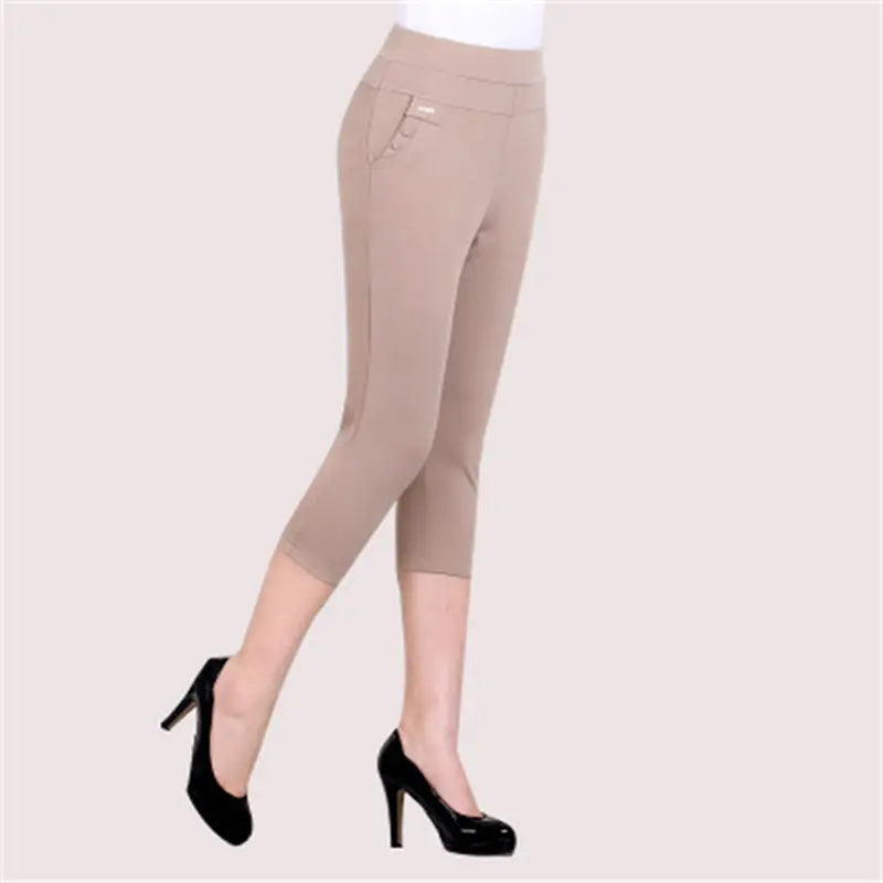 Women's Solid Color High-waist Casual Pants Leggings Co