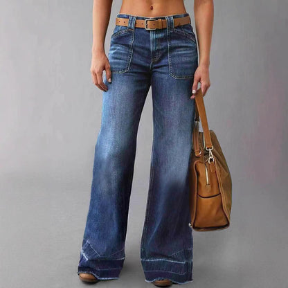 Retro High Waist Straight Loose Slimming And All-matching Jeans - Leggings Co