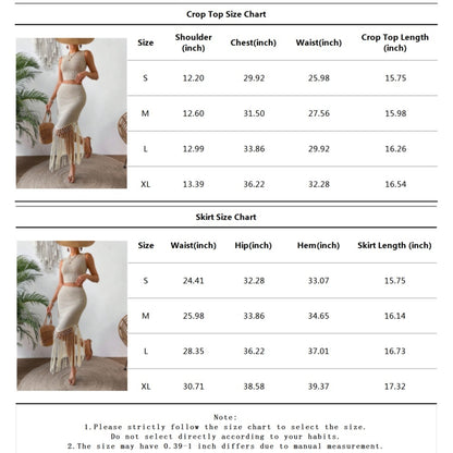 Two Piece Skirt Set For Women - Sleeveless Crop Top And Body