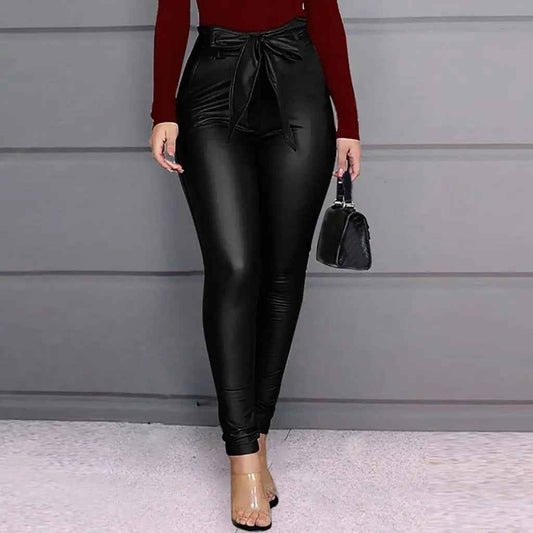High Waist Faux Leather Leggings for Women - Slim Fit PU Pants for a Chic Look - Leggings Co
