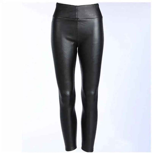 High Waist Faux Leather Leggings – Warm Plush - Lined Slim Fit Pants for Women - Leggings Co