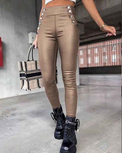 High Waist Pu Leather Pants - Leggings Co