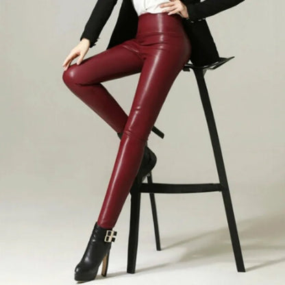 Plus Size Faux Leather Leggings For Women - High Waist Shiny - Leggings Co