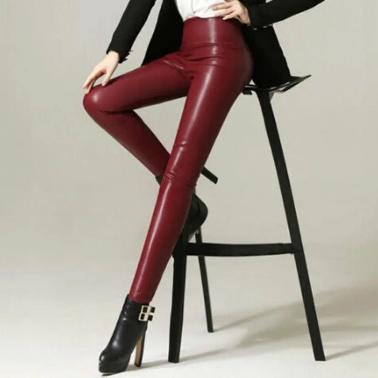 Plus Size Faux Leather Leggings for Women - High Waist Shiny Slim Fit Pants (XS–5XL) - Leggings Co