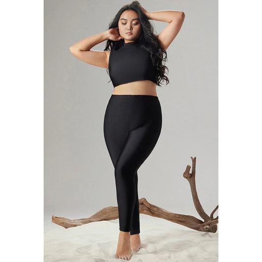 Plus Size High Waisted Leggings - Ruched Hip Black Stretch Pants for Women - Leggings Co