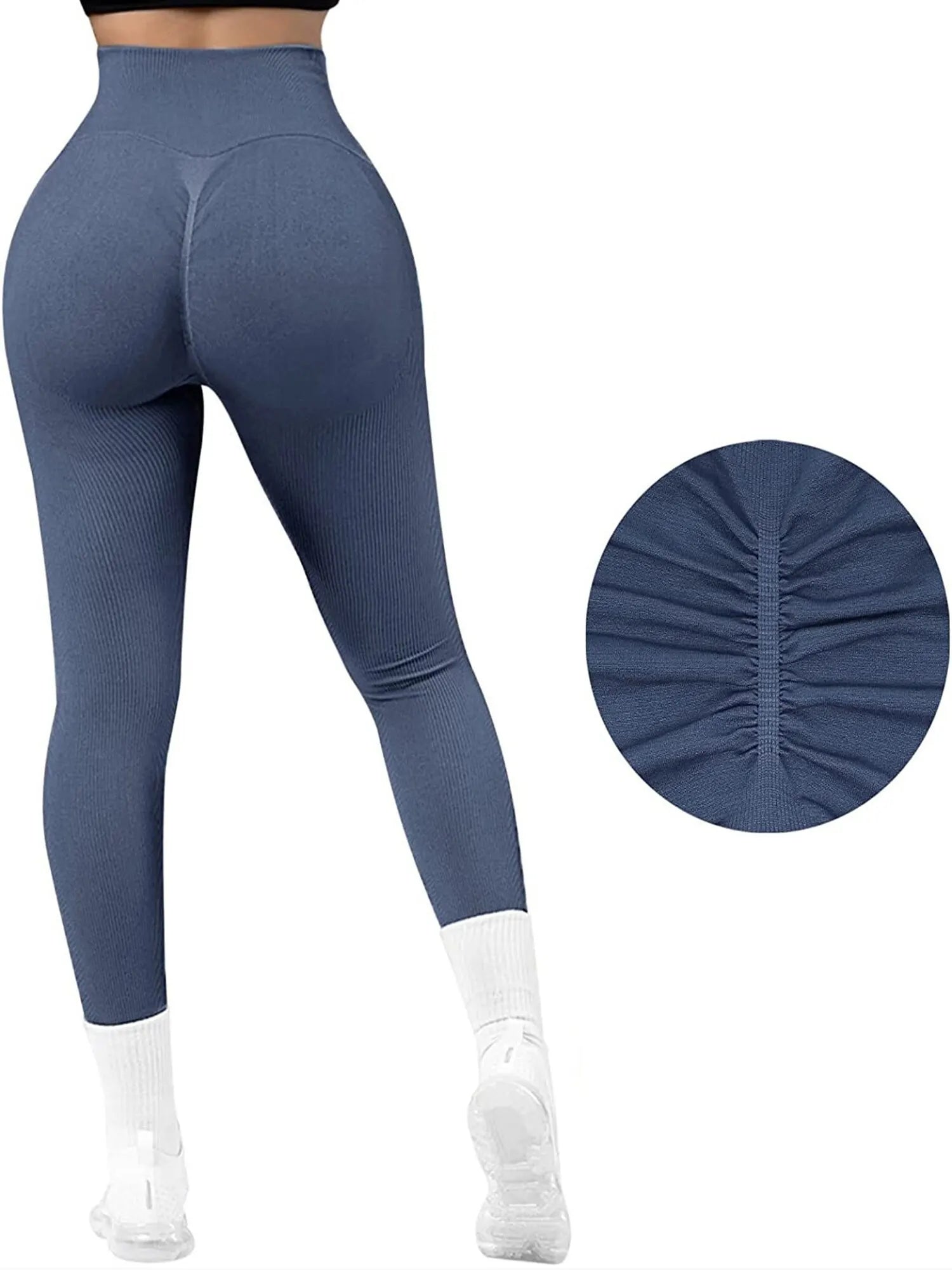 Seamless Ribbed Leggings for Women - High Waist Tummy Control Push Up Yoga Pants - Leggings Co